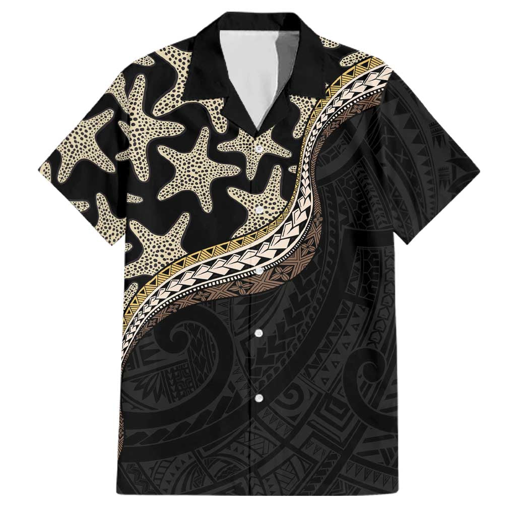 Beige Polynesian Starfish Unique Pattern Family Matching Mermaid Dress and Hawaiian Shirt LT01 Dad's Shirt - Short Sleeve Beige - Polynesian Pride
