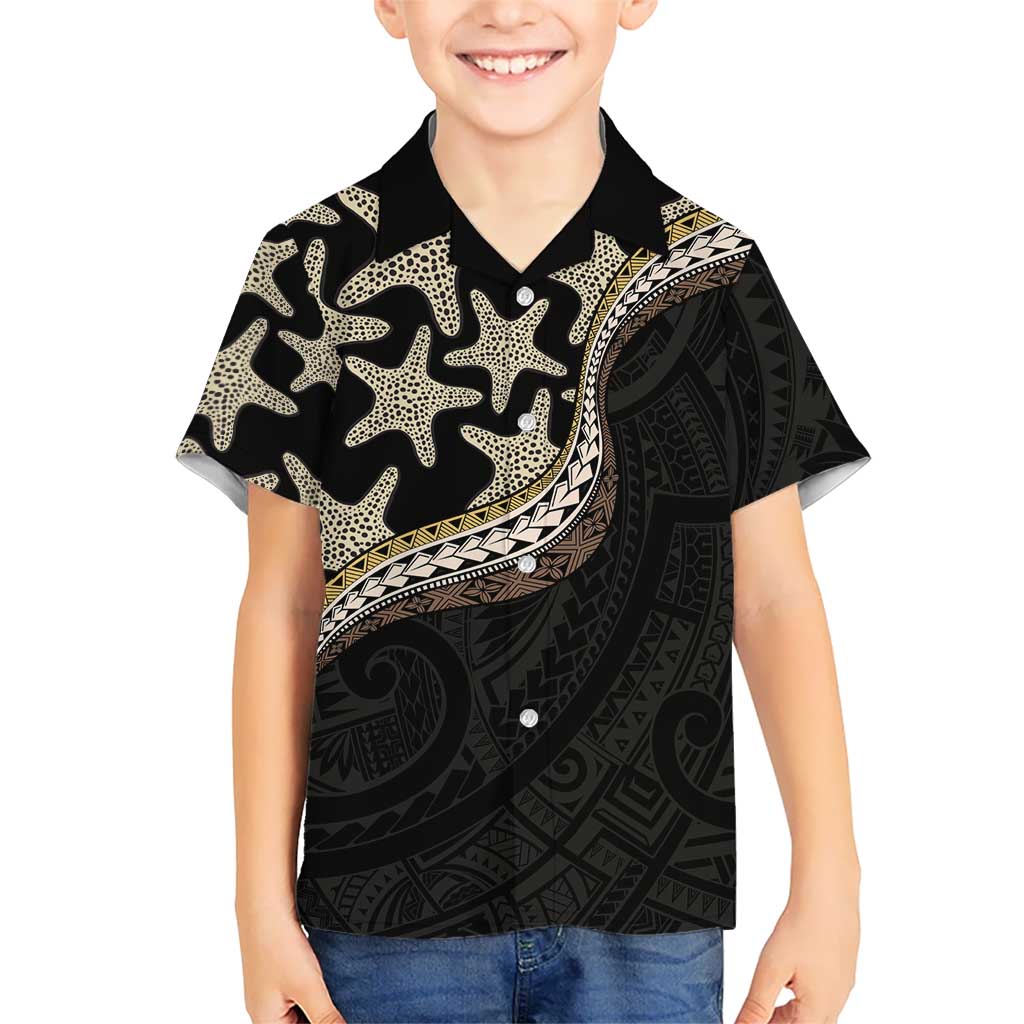Beige Polynesian Starfish Unique Pattern Family Matching Mermaid Dress and Hawaiian Shirt LT01 Son's Shirt Beige - Polynesian Pride