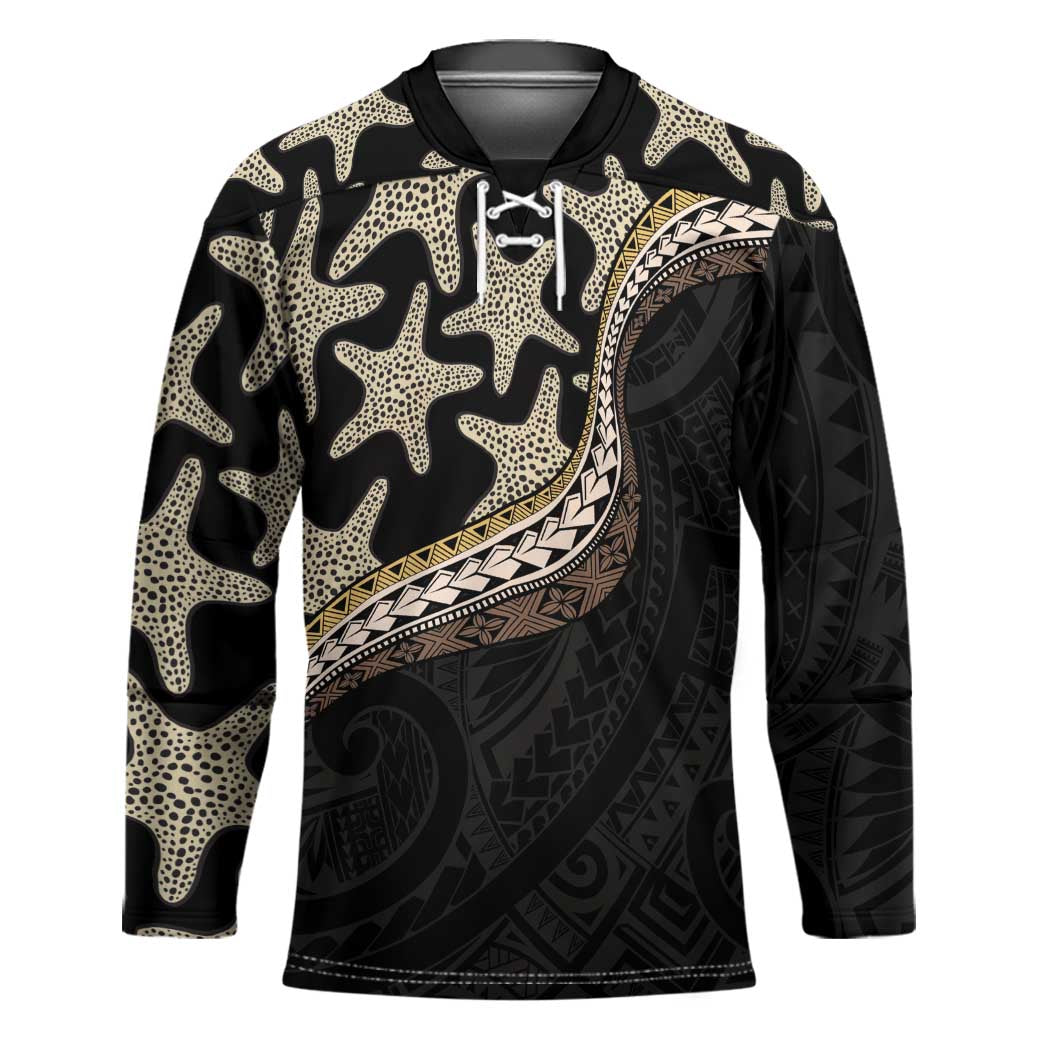 Beige Polynesian Starfish Unique Pattern Hockey Jersey