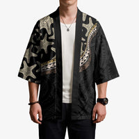 Beige Polynesian Starfish Unique Pattern Kimono