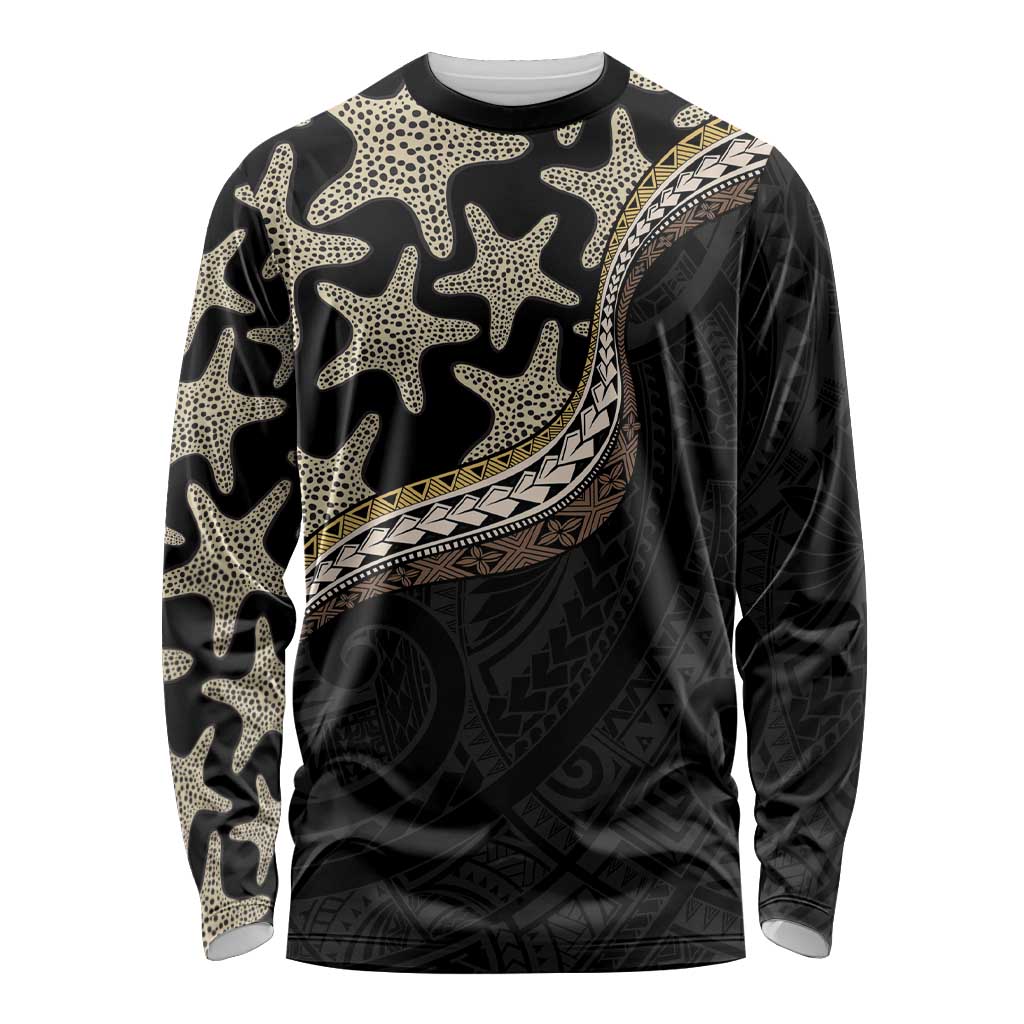 Beige Polynesian Starfish Unique Pattern Long Sleeve Shirt