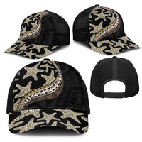 Beige Polynesian Starfish Unique Pattern Mesh Trucker Cap