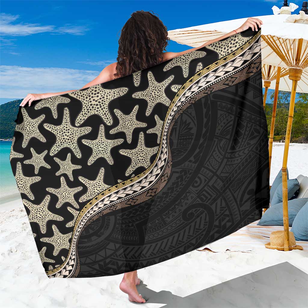 Beige Polynesian Starfish Unique Pattern Sarong