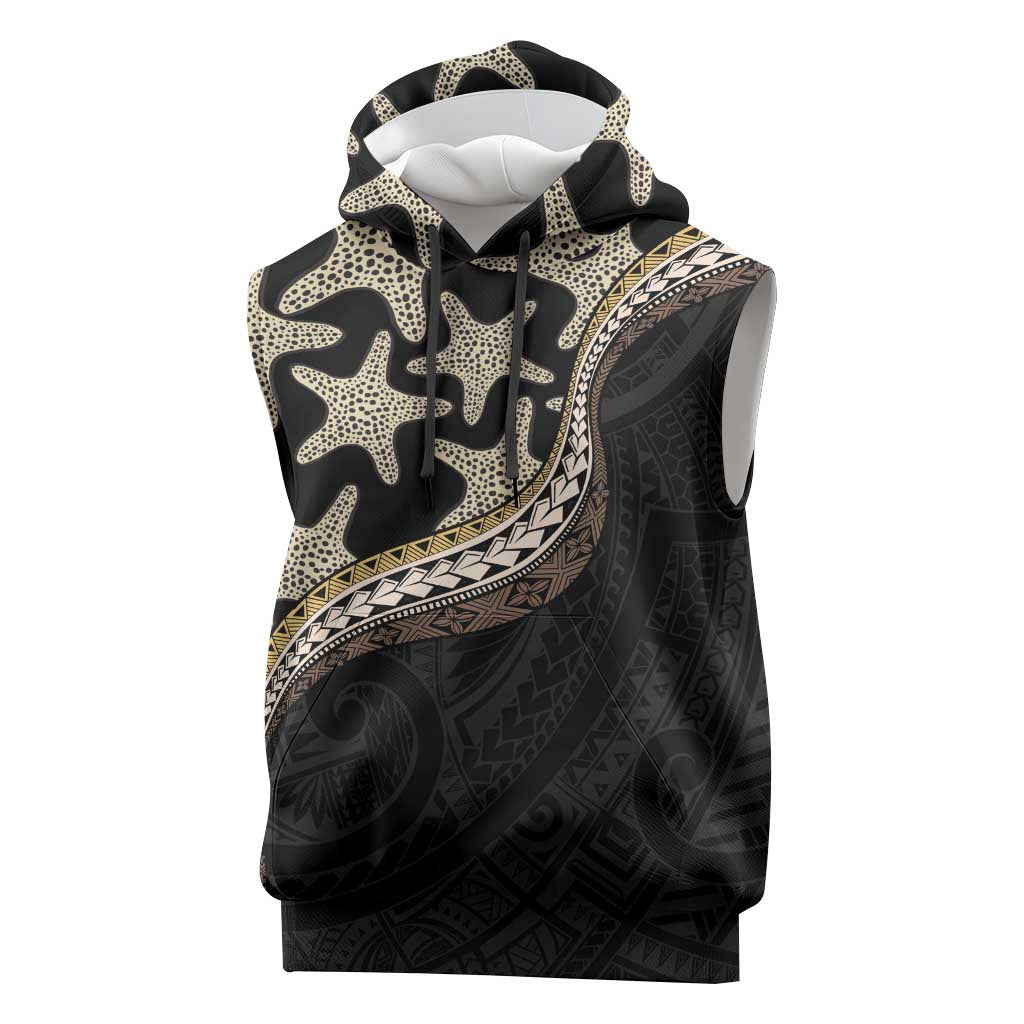 Beige Polynesian Starfish Unique Pattern Sleeveless Hoodie