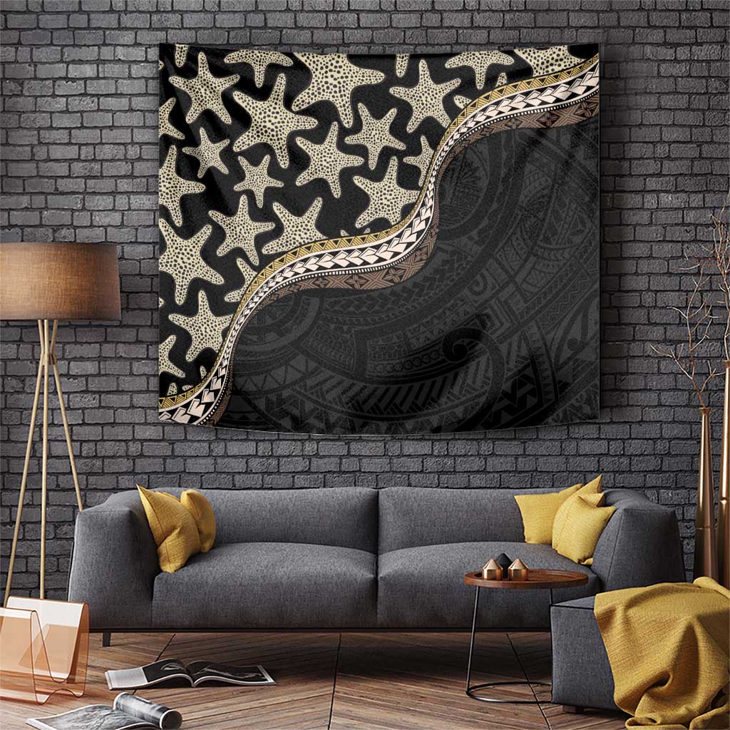 Beige Polynesian Starfish Unique Pattern Tapestry