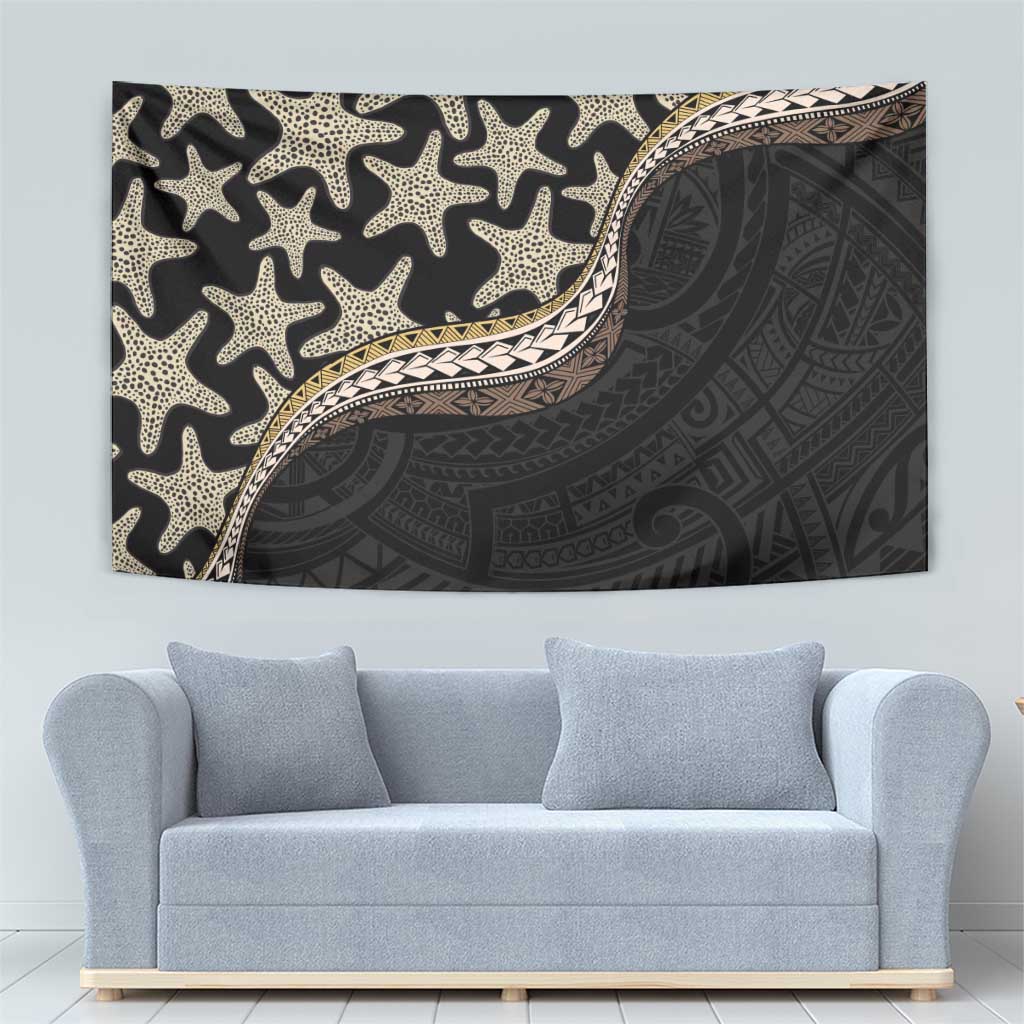 Beige Polynesian Starfish Unique Pattern Tapestry