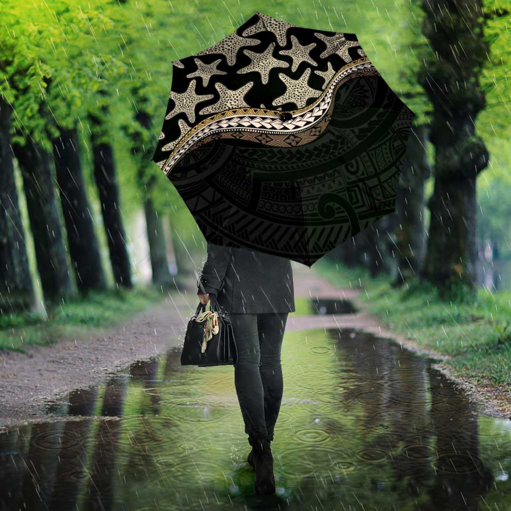 Beige Polynesian Starfish Unique Pattern Umbrella