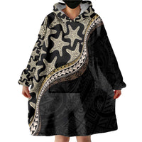 Beige Polynesian Starfish Unique Pattern Wearable Blanket Hoodie