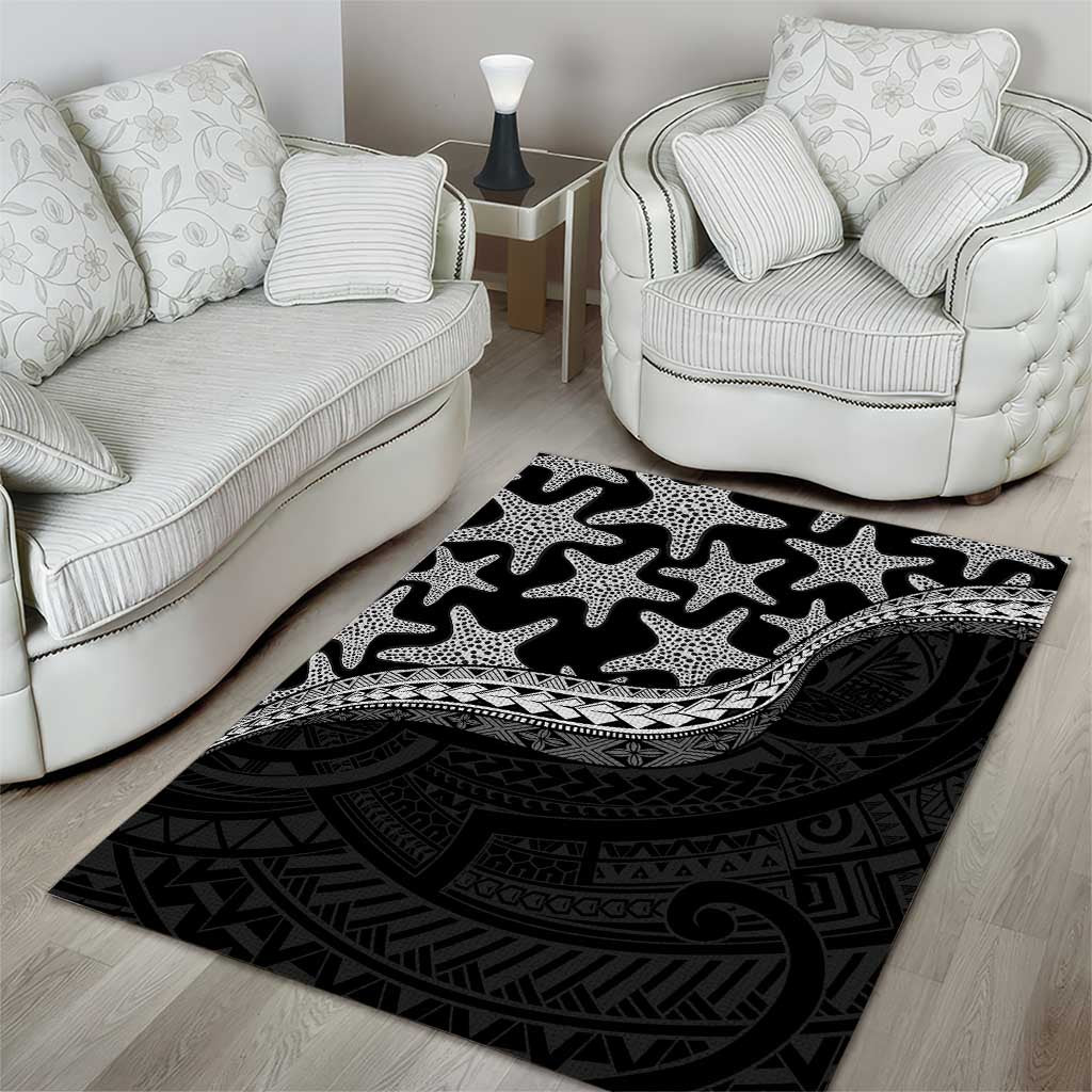 Monotone Polynesian Starfish Unique Pattern Area Rug