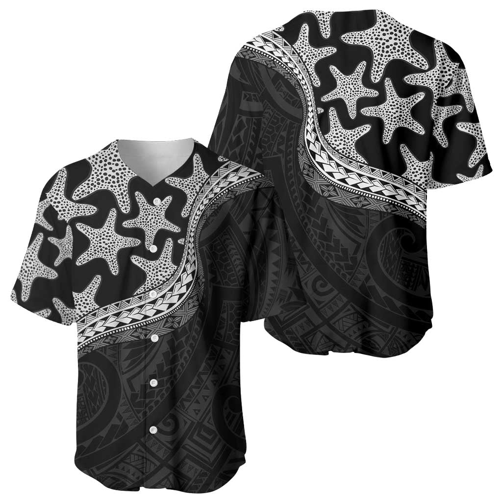 Monotone Polynesian Starfish Unique Pattern Baseball Jersey