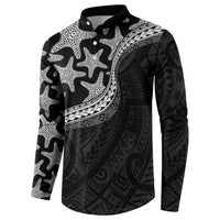 Monotone Polynesian Starfish Unique Pattern Button Sweatshirt