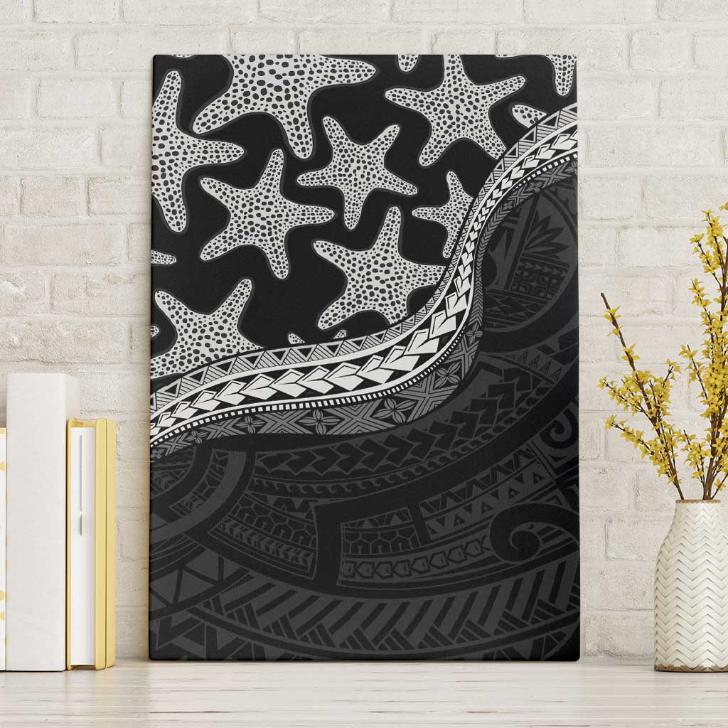 Monotone Polynesian Starfish Unique Pattern Canvas Wall Art