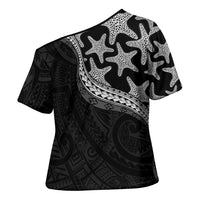 Monotone Polynesian Starfish Unique Pattern Cross Shoulder Shirt