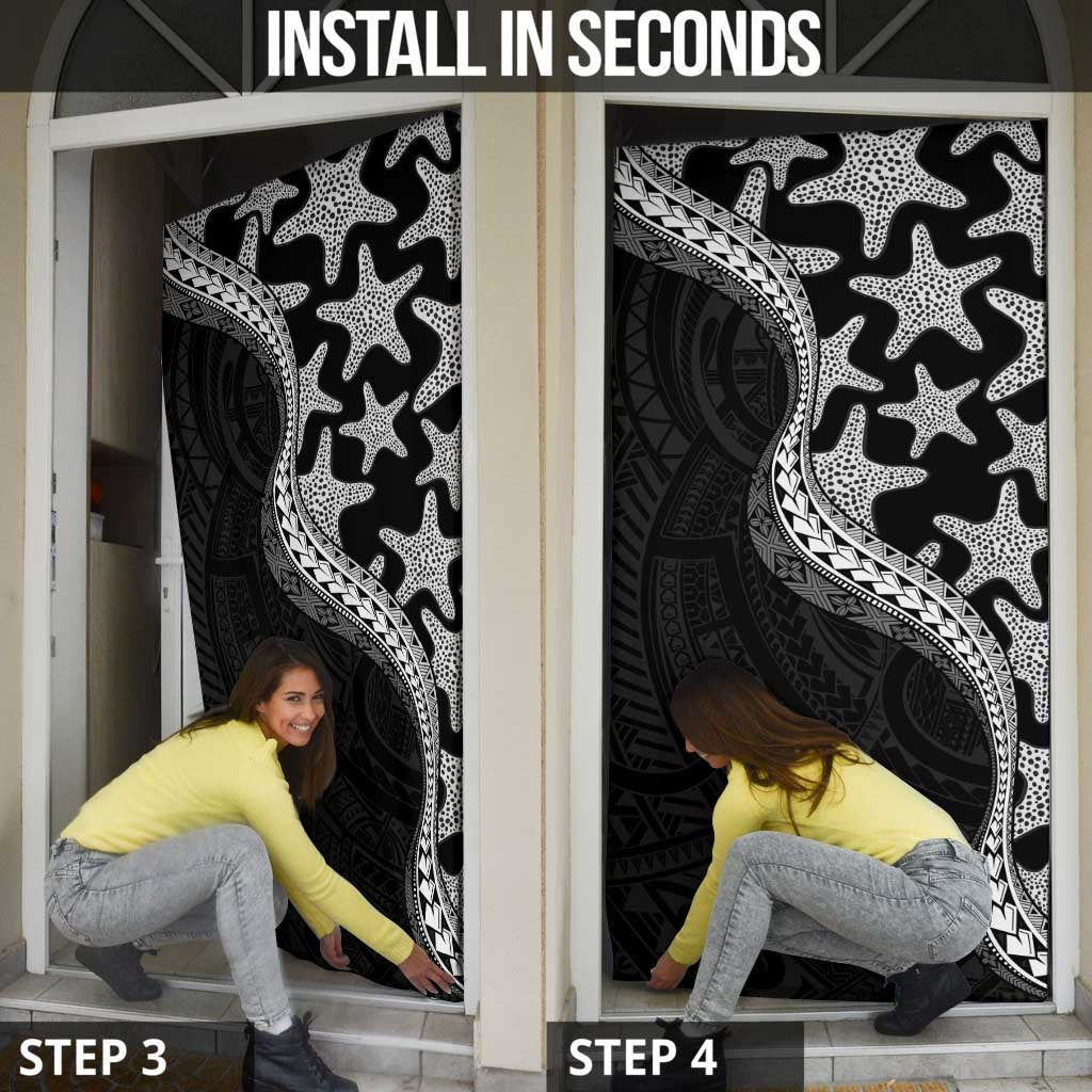 Monotone Polynesian Starfish Unique Pattern Door Cover
