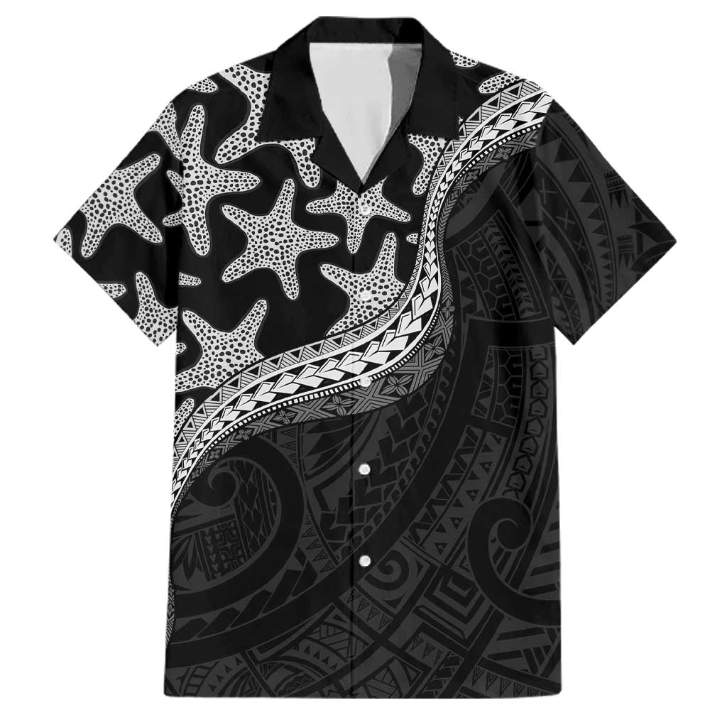 Monotone Polynesian Starfish Unique Pattern Family Matching Mermaid Dress and Hawaiian Shirt