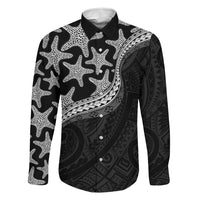 Monotone Polynesian Starfish Unique Pattern Family Matching Summer Maxi Dress and Hawaiian Shirt
