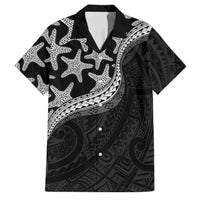 Monotone Polynesian Starfish Unique Pattern Family Matching Tank Maxi Dress and Hawaiian Shirt