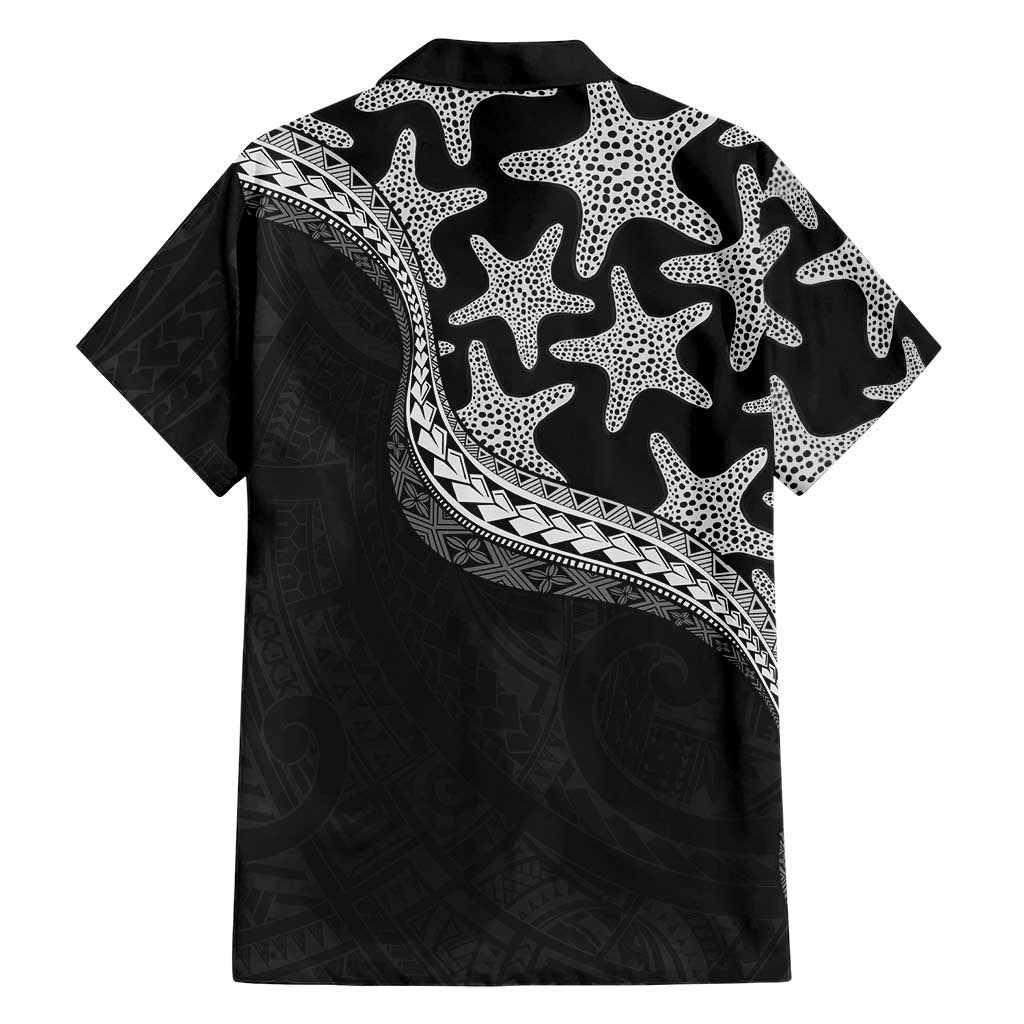 Monotone Polynesian Starfish Unique Pattern Family Matching Tank Maxi Dress and Hawaiian Shirt