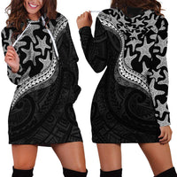 Monotone Polynesian Starfish Unique Pattern Hoodie Dress