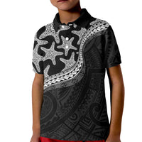 Monotone Polynesian Starfish Unique Pattern Kid Polo Shirt