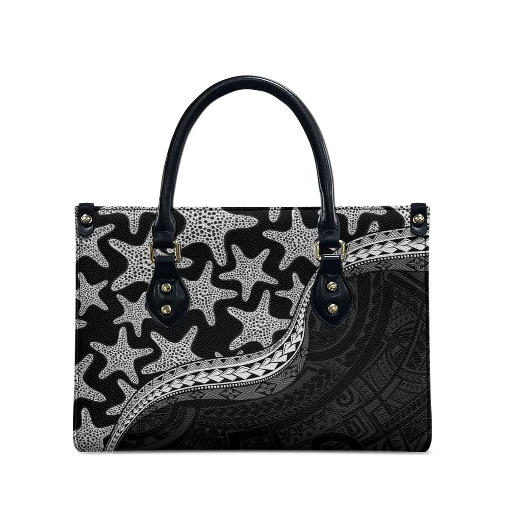 Monotone Polynesian Starfish Unique Pattern Leather Bag