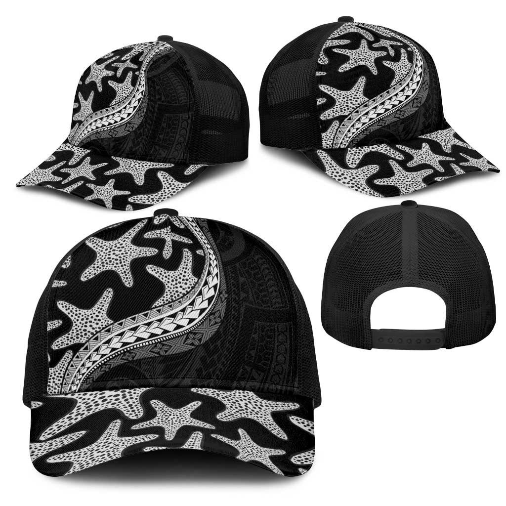 Monotone Polynesian Starfish Unique Pattern Mesh Trucker Cap