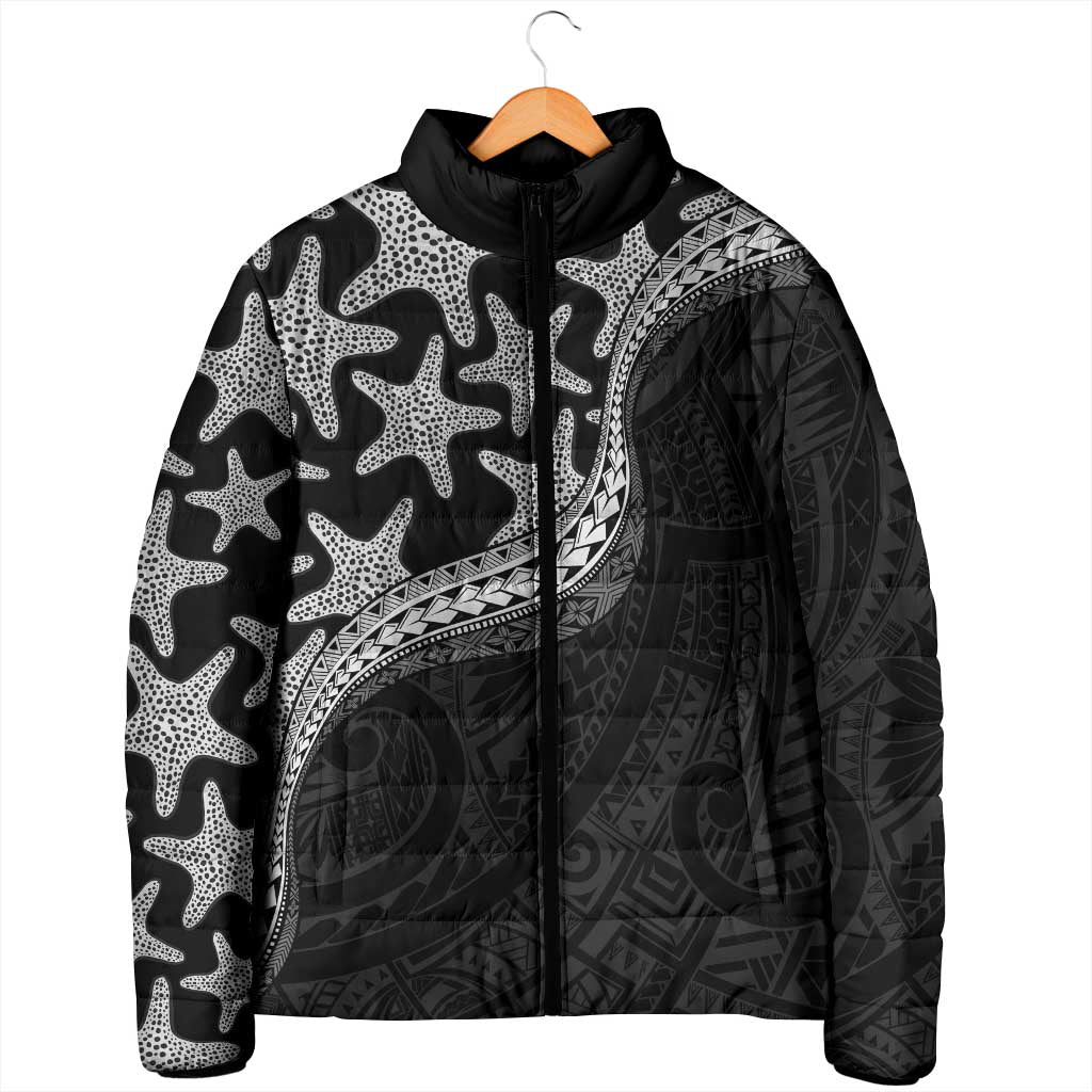 Monotone Polynesian Starfish Unique Pattern Padded Jacket