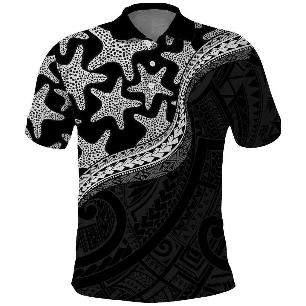 Monotone Polynesian Starfish Unique Pattern Polo Shirt