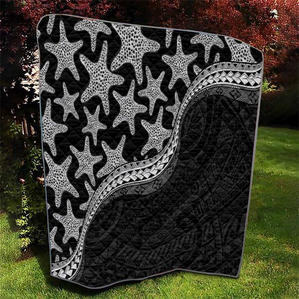 Monotone Polynesian Starfish Unique Pattern Quilt