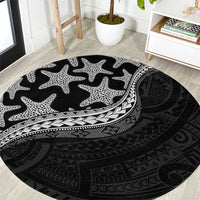 Monotone Polynesian Starfish Unique Pattern Round Carpet