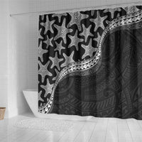 Monotone Polynesian Starfish Unique Pattern Shower Curtain
