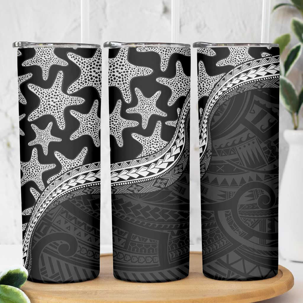 Monotone Polynesian Starfish Unique Pattern Skinny Tumbler