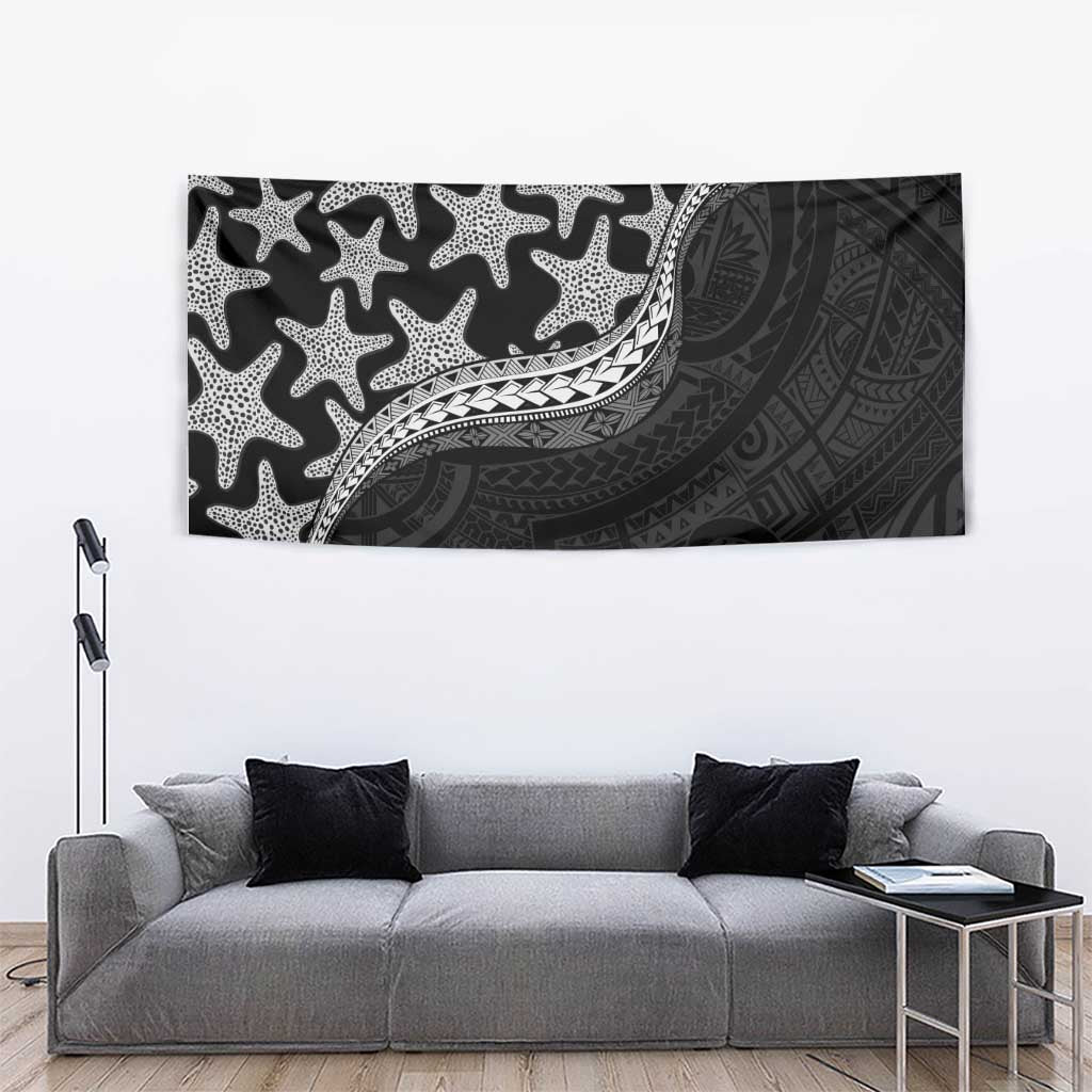 Monotone Polynesian Starfish Unique Pattern Tapestry