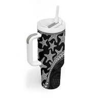 Monotone Polynesian Starfish Unique Pattern Tumbler With Handle