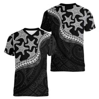 Monotone Polynesian Starfish Unique Pattern Women V-Neck T-Shirt