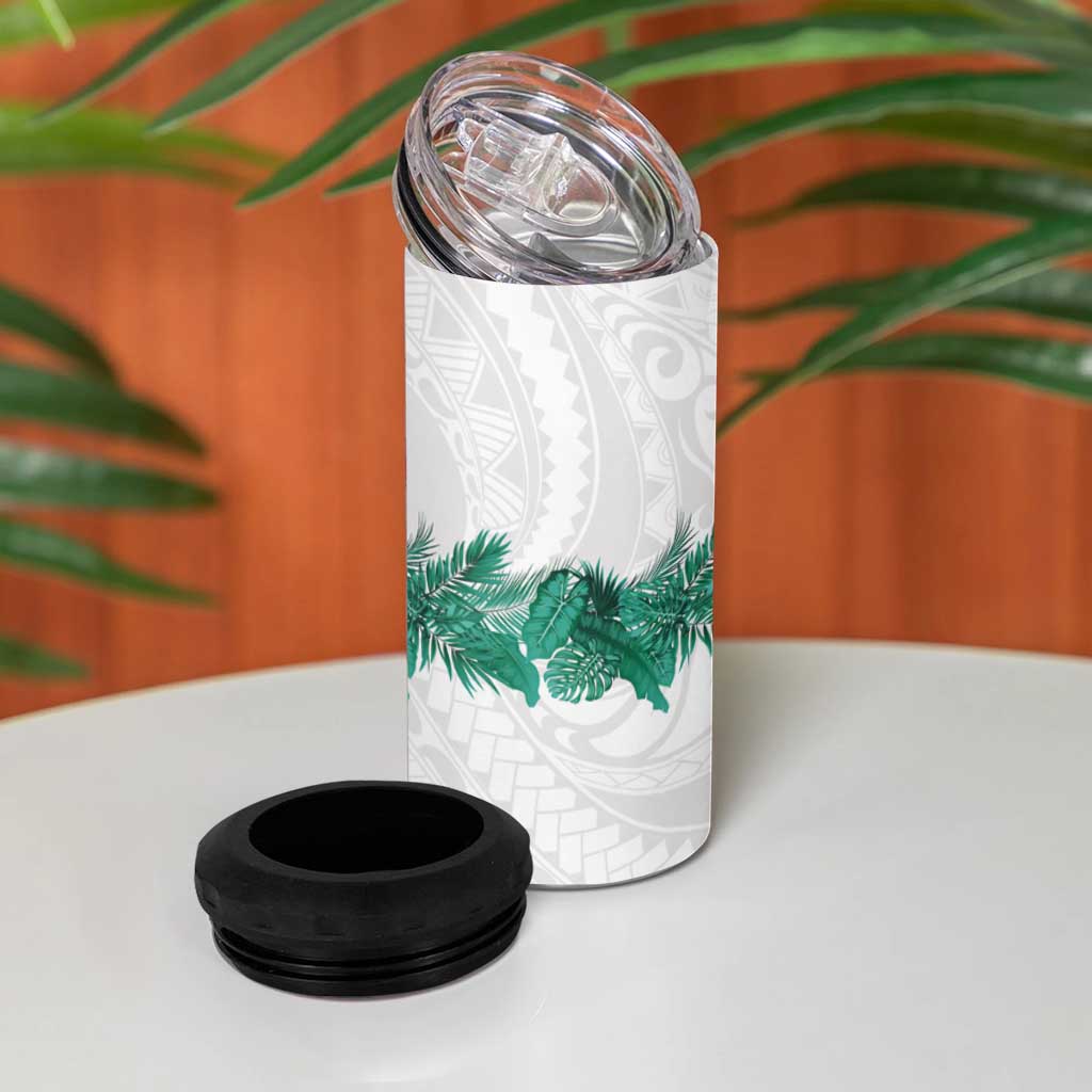 Hawaii Tropical Leaves 4 in 1 Can Cooler Tumbler Polynesian Pattern