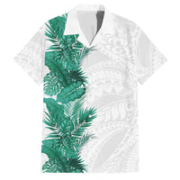 Hawaii Tropical Leaves Family Matching Long Sleeve Bodycon Dress and Hawaiian Shirt Polynesian Pattern