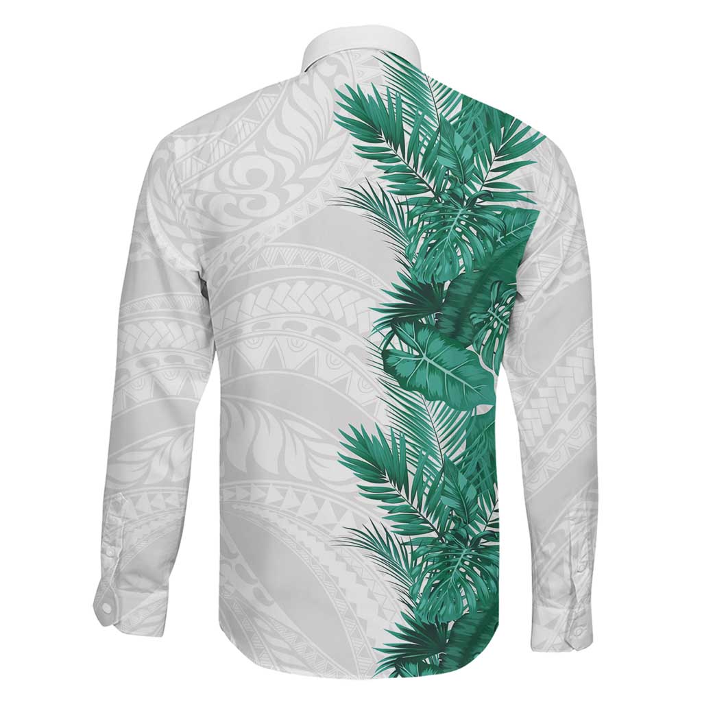 Hawaii Tropical Leaves Family Matching Long Sleeve Bodycon Dress and Hawaiian Shirt Polynesian Pattern