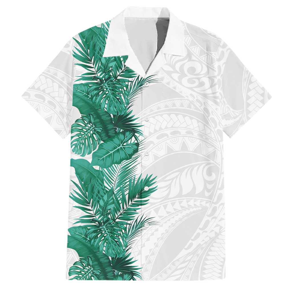 Hawaii Tropical Leaves Family Matching Mermaid Dress and Hawaiian Shirt Polynesian Pattern