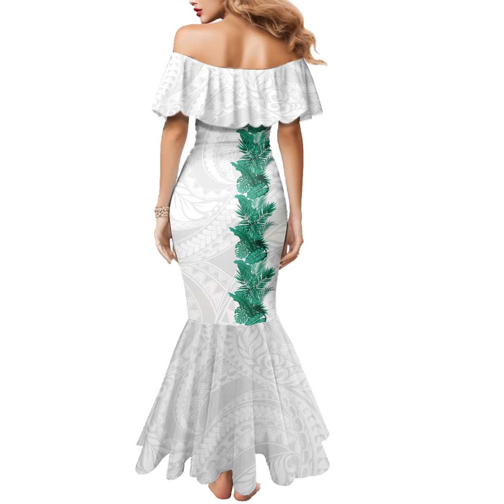 Hawaii Tropical Leaves Family Matching Mermaid Dress and Hawaiian Shirt Polynesian Pattern