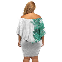 Hawaii Tropical Leaves Family Matching Off Shoulder Short Dress and Hawaiian Shirt Polynesian Pattern