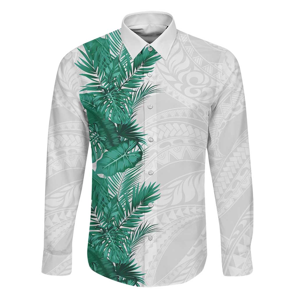 Hawaii Tropical Leaves Family Matching Short Sleeve Bodycon Dress and Hawaiian Shirt Polynesian Pattern