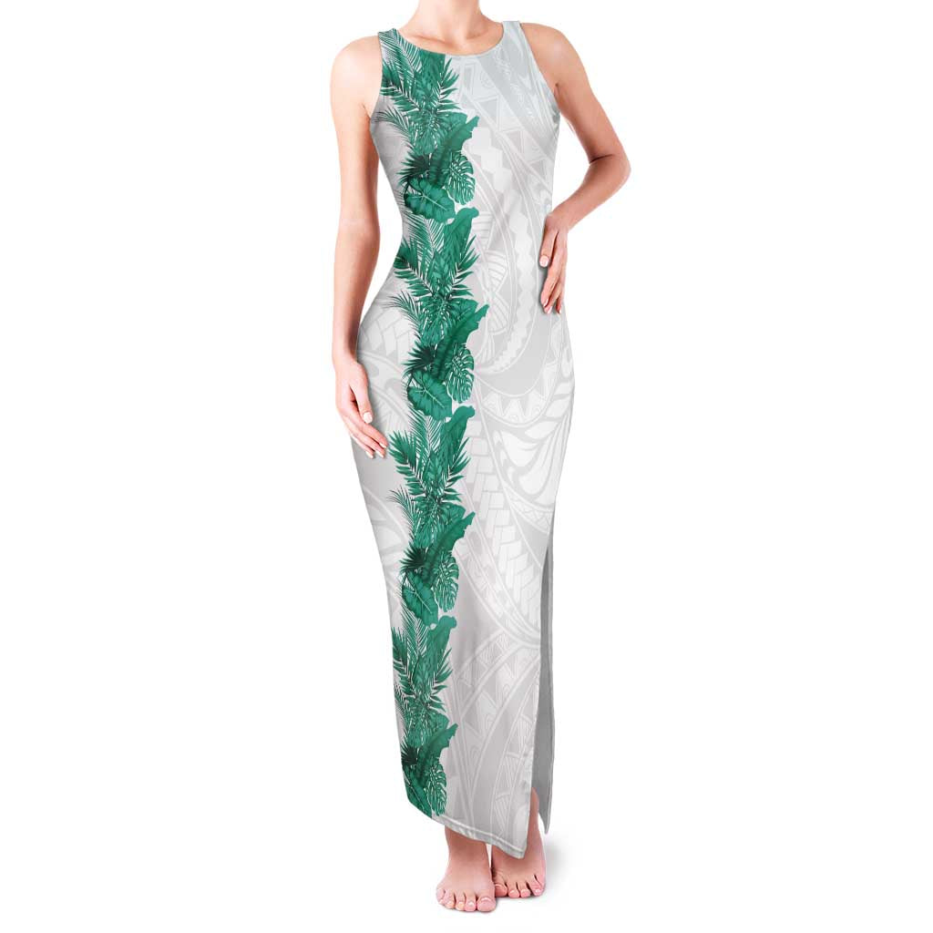 Hawaii Tropical Leaves Family Matching Tank Maxi Dress and Hawaiian Shirt Polynesian Pattern