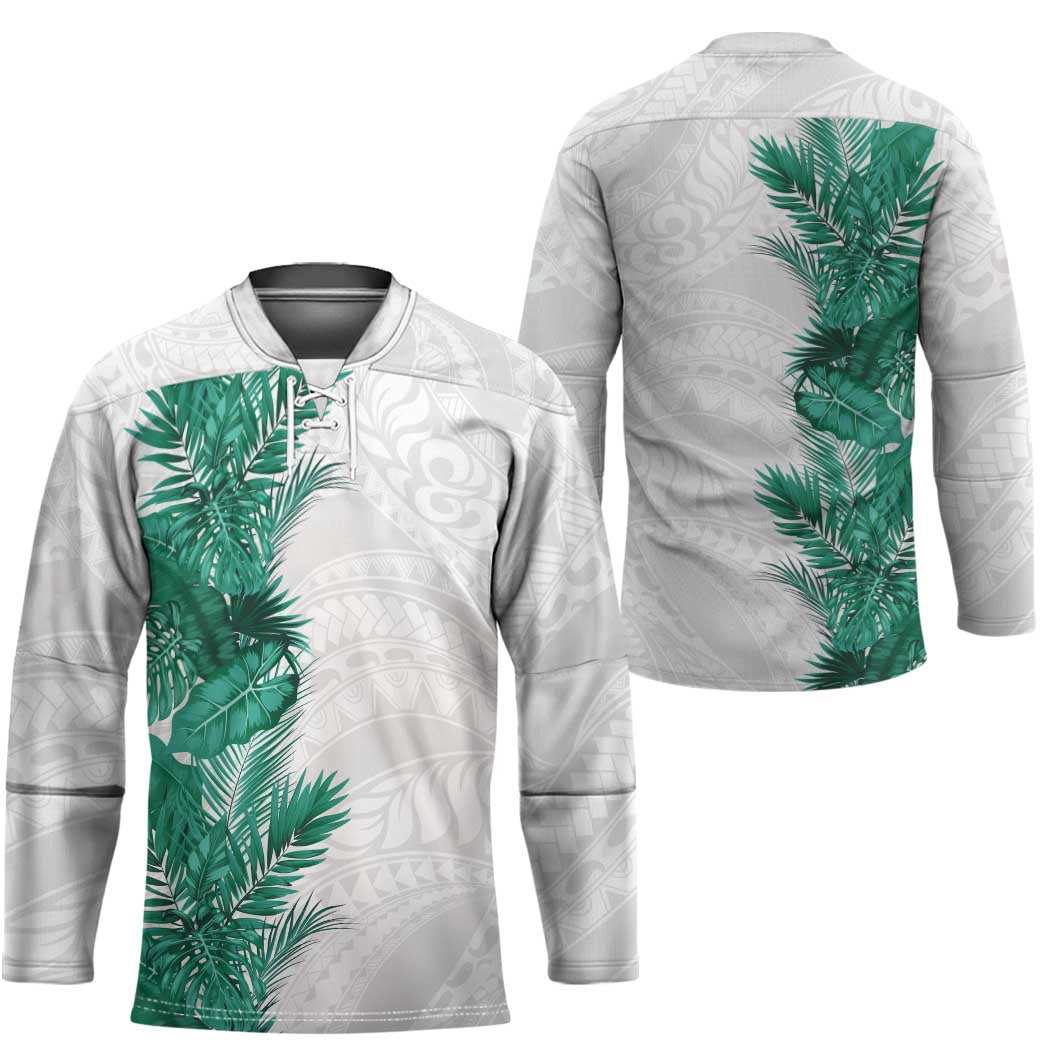 Hawaii Tropical Leaves Hockey Jersey Polynesian Pattern