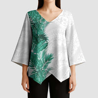 Hawaii Tropical Leaves Kimono Sleeve Blouse Polynesian Pattern