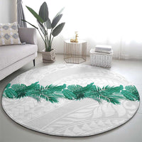 Hawaii Tropical Leaves Round Carpet Polynesian Pattern