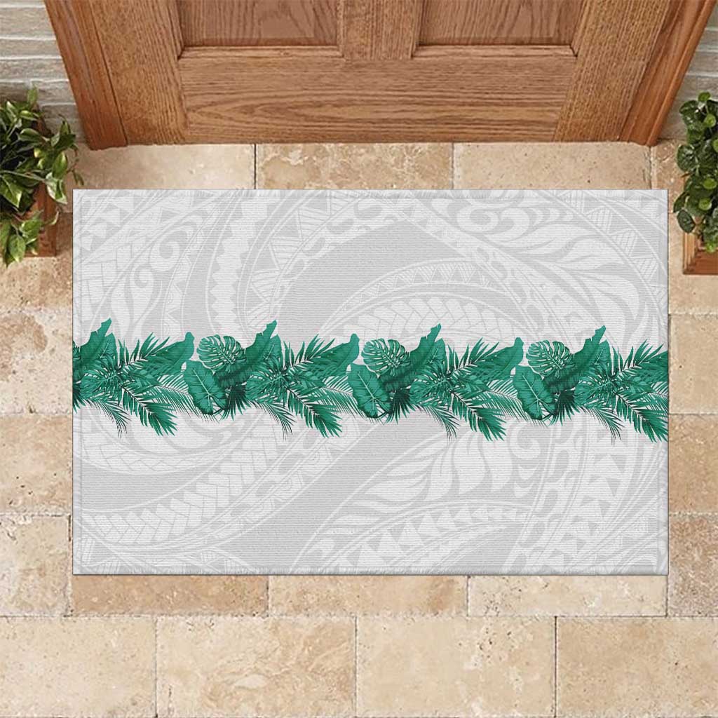 Hawaii Tropical Leaves Rubber Doormat Polynesian Pattern