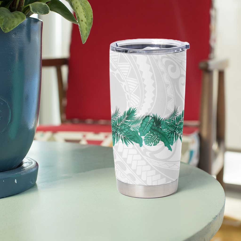 Hawaii Tropical Leaves Tumbler Cup Polynesian Pattern