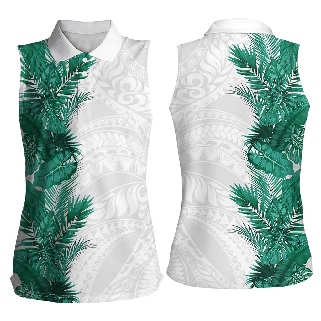 Hawaii Tropical Leaves Women Sleeveless Polo Shirt Polynesian Pattern LT01 - Polynesian Pride