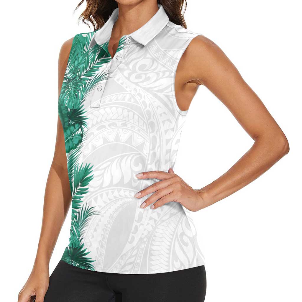 Hawaii Tropical Leaves Women Sleeveless Polo Shirt Polynesian Pattern LT01 - Polynesian Pride